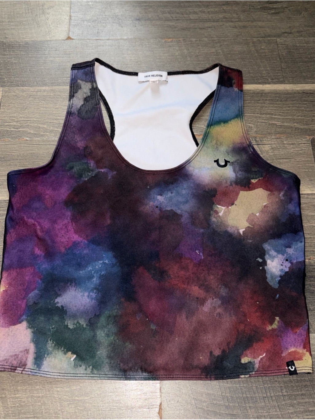Racer Back Galaxy Wash Tye Dye True Religion Cropped Tank Size Xl
